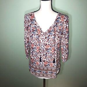 Lucky Brand xs floral tassel top